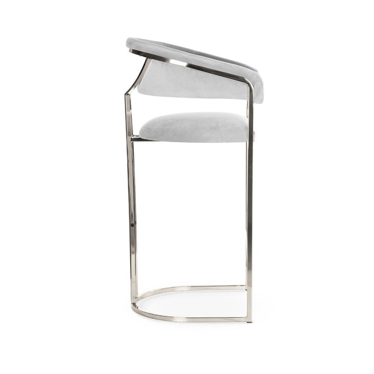 Hoker MARCILLE DeLuxe - tkanina BLUVEL metalowa srebrna podstawa glamour bok