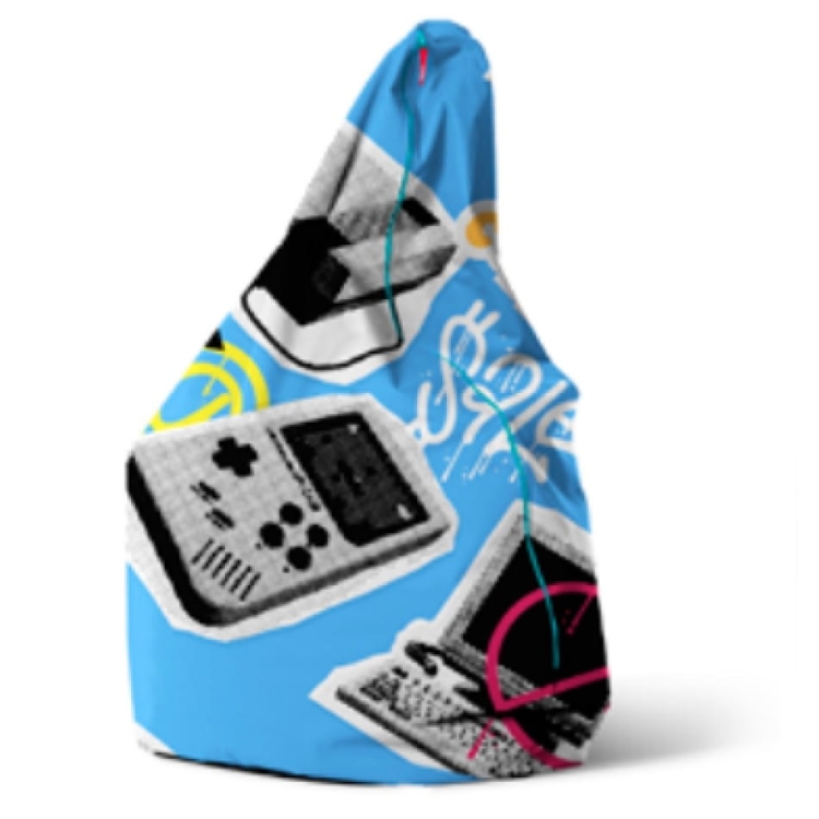 Puf, worek sako z weluru we wzorek GAME BOY nowe-meble.pl.jpg