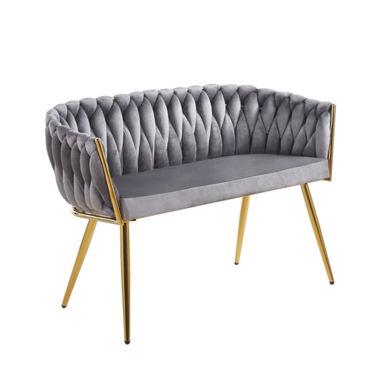 Sofa tapicerowana ROSSE, kolor szary na złotym stelażu w nowe-meble.pl