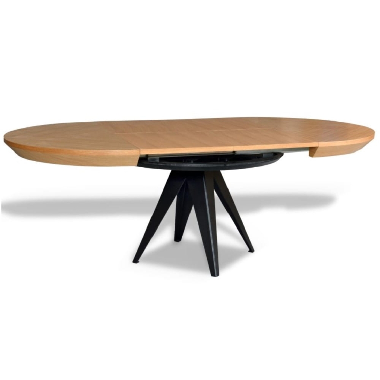 Okrągły stół Lisa rozkładany fornir dębowy  - rozłożony