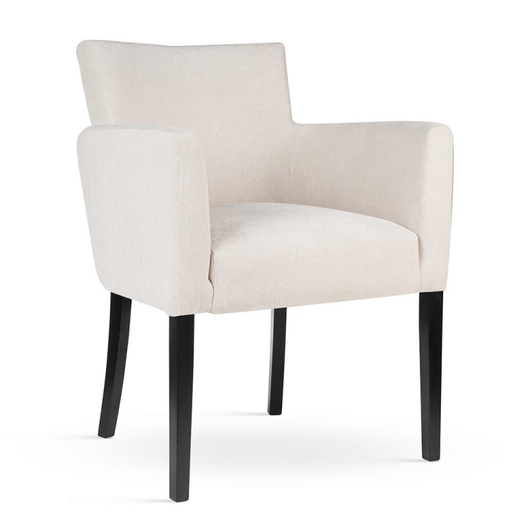 Azurro - krzesło fotelowe do jadalni z podłokietnikami na drewnianych nogach