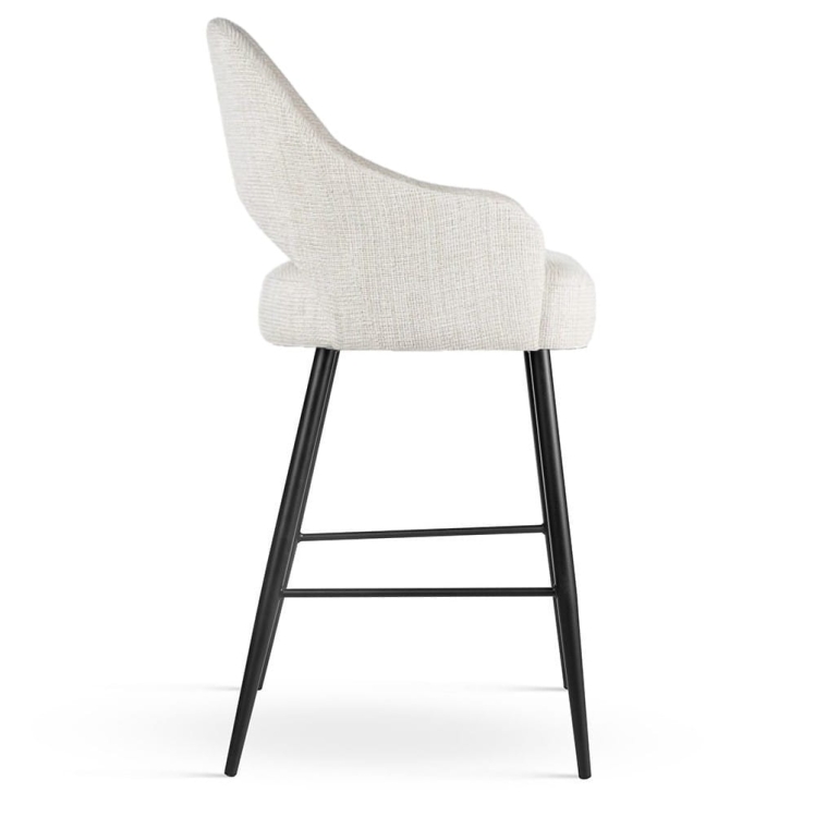 Goda Supreme - niski hoker do wyspy kuchennej 90 cm beżowy na czarnych nogach bok