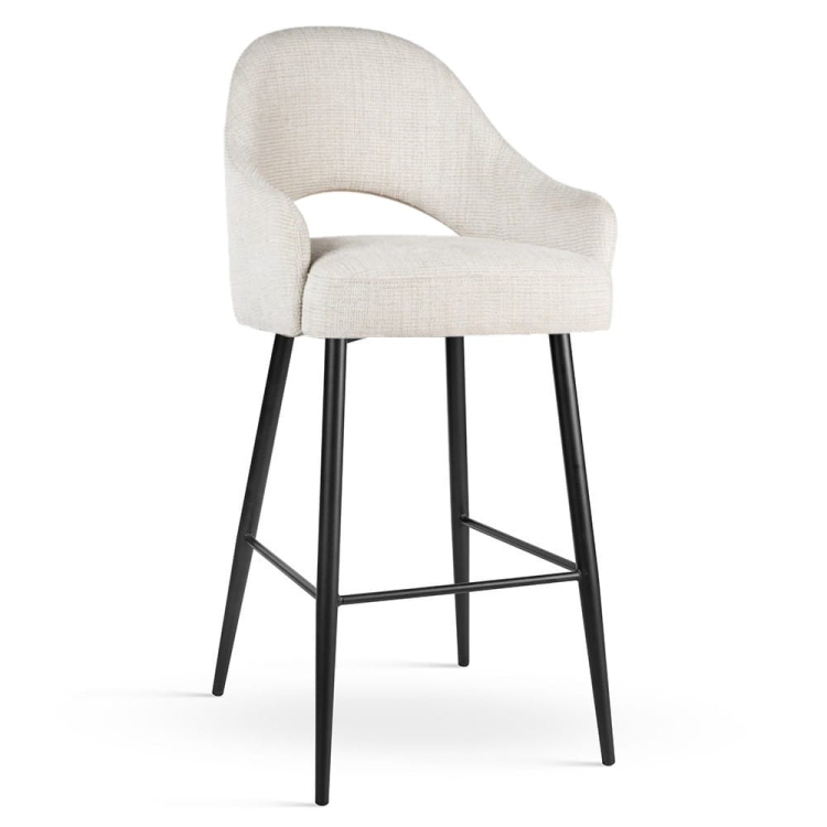 Goda Supreme - niski hoker do wyspy kuchennej 90 cm beżowy na czarnych nogach