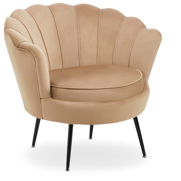 Fotel MUSZELKA cappuccino – widok ogólny, czarne nogi