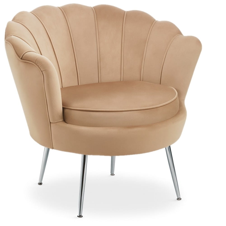 Fotel MUSZELKA cappuccino – widok ogólny, srebrne nogi