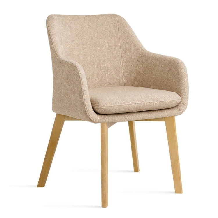 Krzesło tapicerowane z podłokietnikami HUAN na bukowych nogach tkanina DREAM - nowe-meble.pl