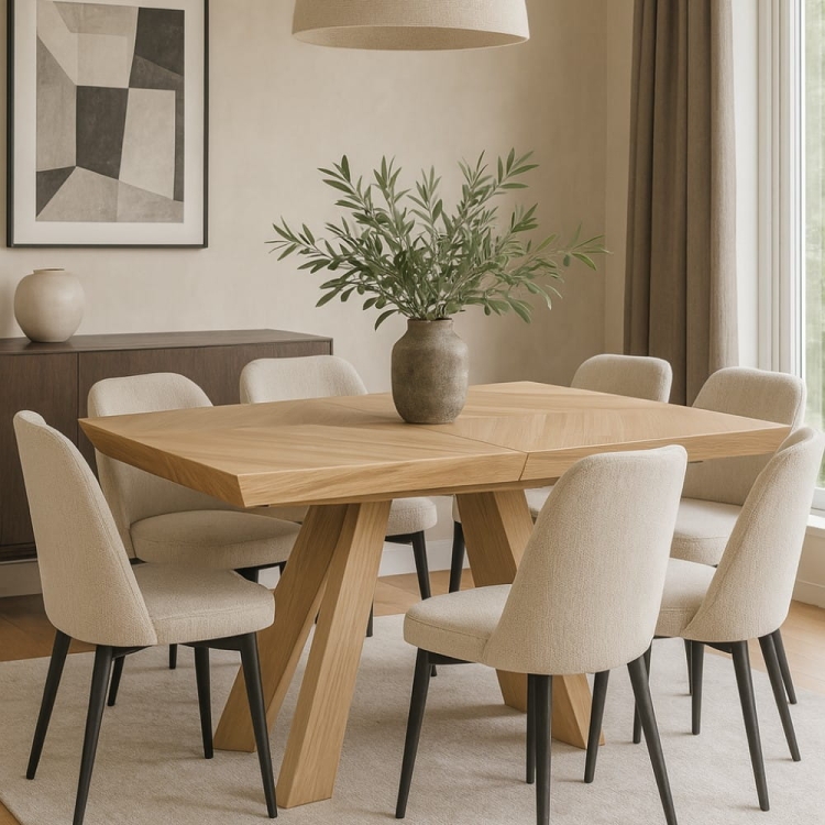 Stół z forniru MILANO, wybarwienie dąb naturalny - aranżacja dla nowe-meble.pl