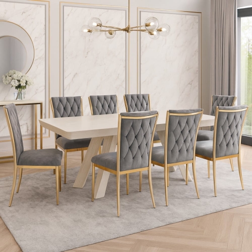 Stół dębowy do jadalni Milano biały dla 16 osób aranżacja