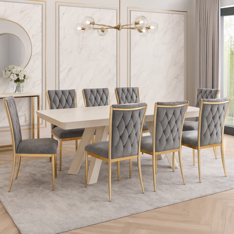 Stół dębowy do jadalni Milano biały dla 16 osób aranżacja