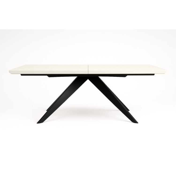 Elegancki rozkładany stół, blat dębowy, czarne metalowe nogi - kaszmirowy blat