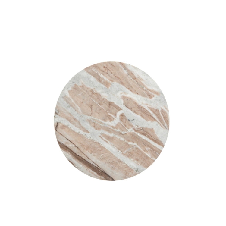 NERO SLIM - wysoki stolik pomocniczy z marmuru i drewna mango - blat szary marmur