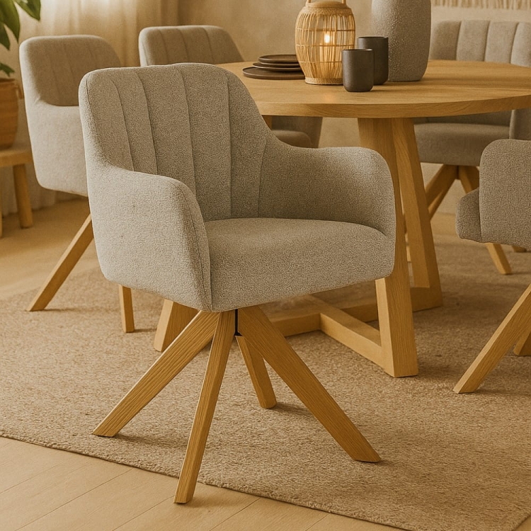 Krzesło obrotowe TULIP SUPREME WOOD HEVRE aranżacja przy stole drewnianym premium