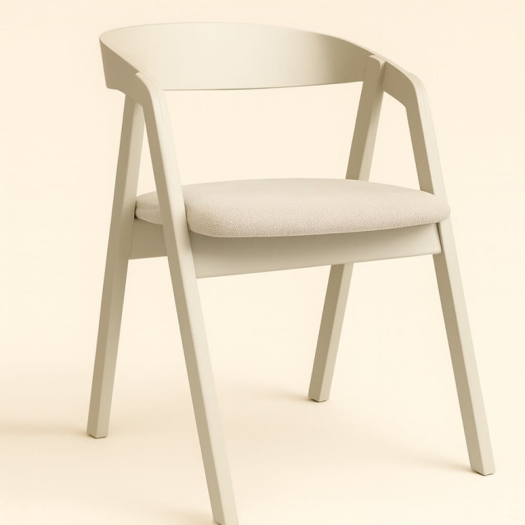 Krzesło z litego dębu lakierowanego na kolor kaszmirowy HUGO z tapicerowanym siedziskiem plamoodporną tkaniną