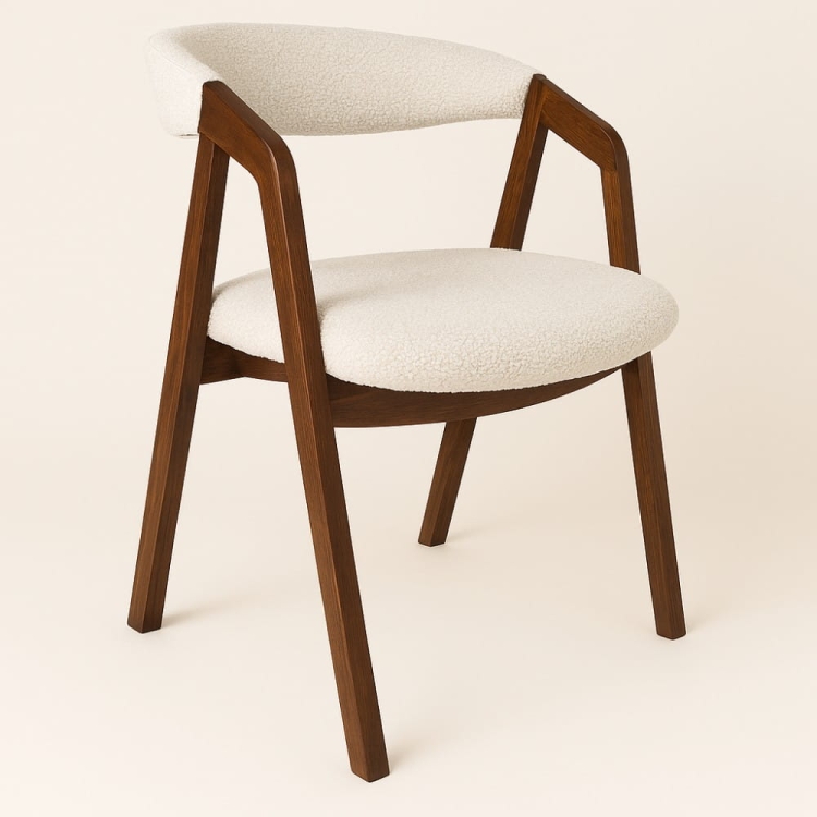 Krzesło z drewna dębowego w kolorze orzech, tapicerka Raven