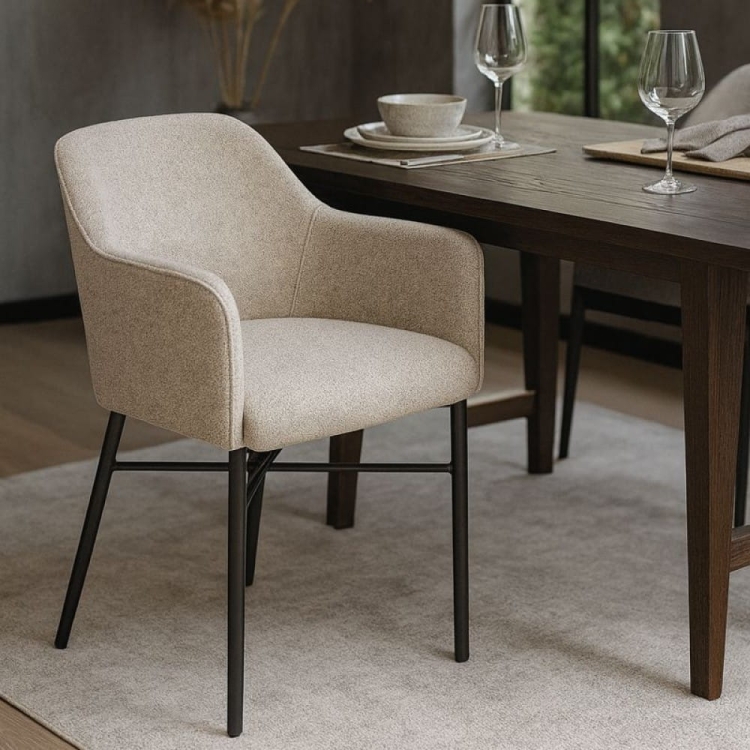 Krzesło loft MALAGA HEVRE przy stole – elegancka aranżacja wnętrza