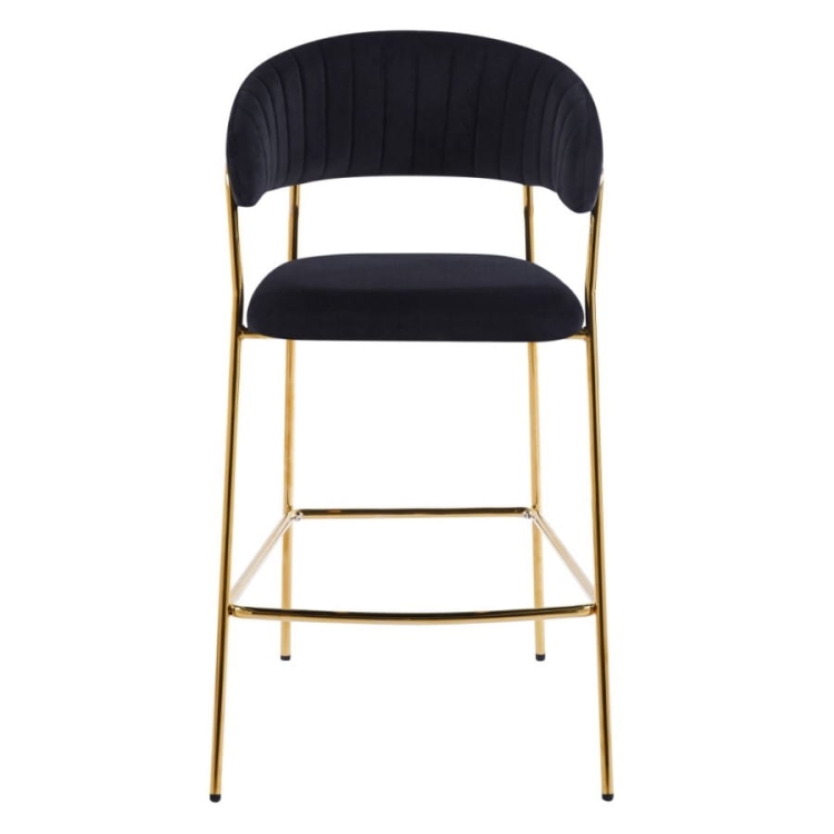 Hoker LAYLA, czarny welur, złote nogi - front