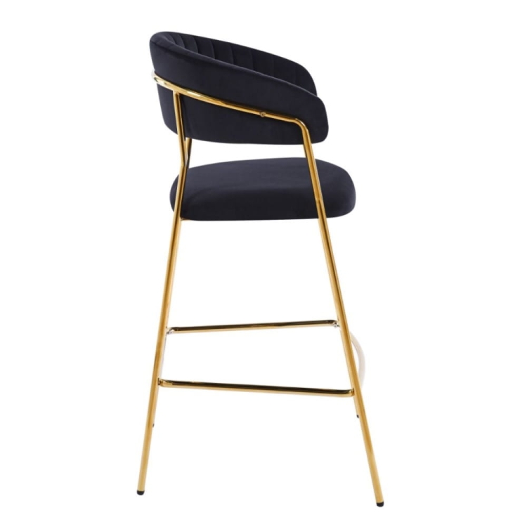 Hoker LAYLA, czarny welur, złote nogi - bok