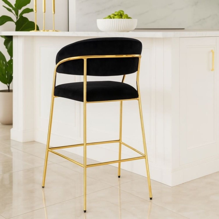 Hoker LAYLA, czarny welur, złote nogi, - aranżacja dla nowe-meble.pl