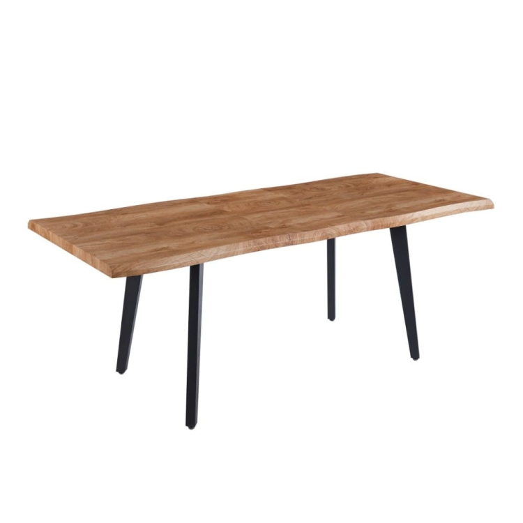Stół SIMPLE 160 cm dąb naturalny blat MDF czarne nogi metalowe - rozłożony