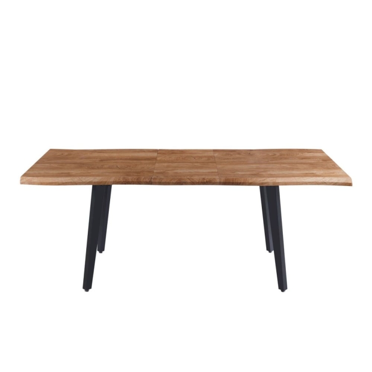 Stół SIMPLE 160 cm dąb naturalny blat MDF czarne nogi metalowe - rozłożony