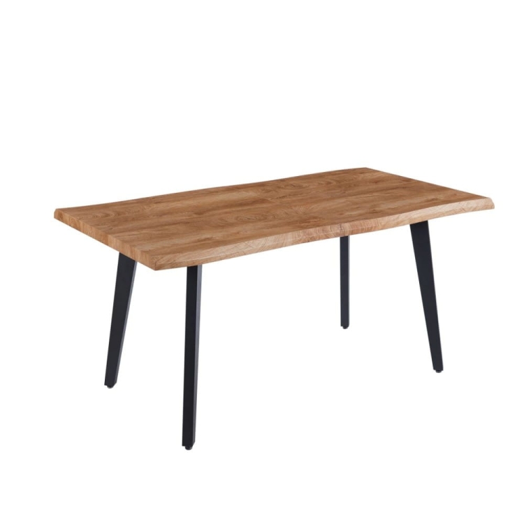 Stół SIMPLE 160 cm dąb naturalny blat MDF czarne nogi metalowe