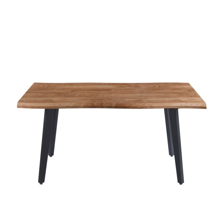 Stół SIMPLE 160 cm dąb naturalny blat MDF czarne nogi metalowe - złożony