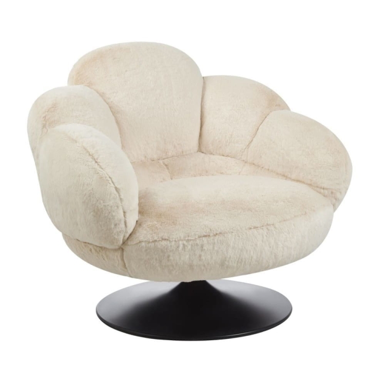 Fotel SHAGGY beżowy na czarnej podstawie