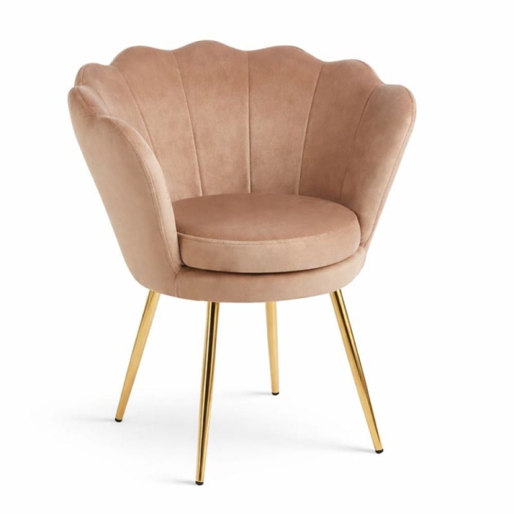 Mini fotel MUSZELKA cappuccino – złote nogi