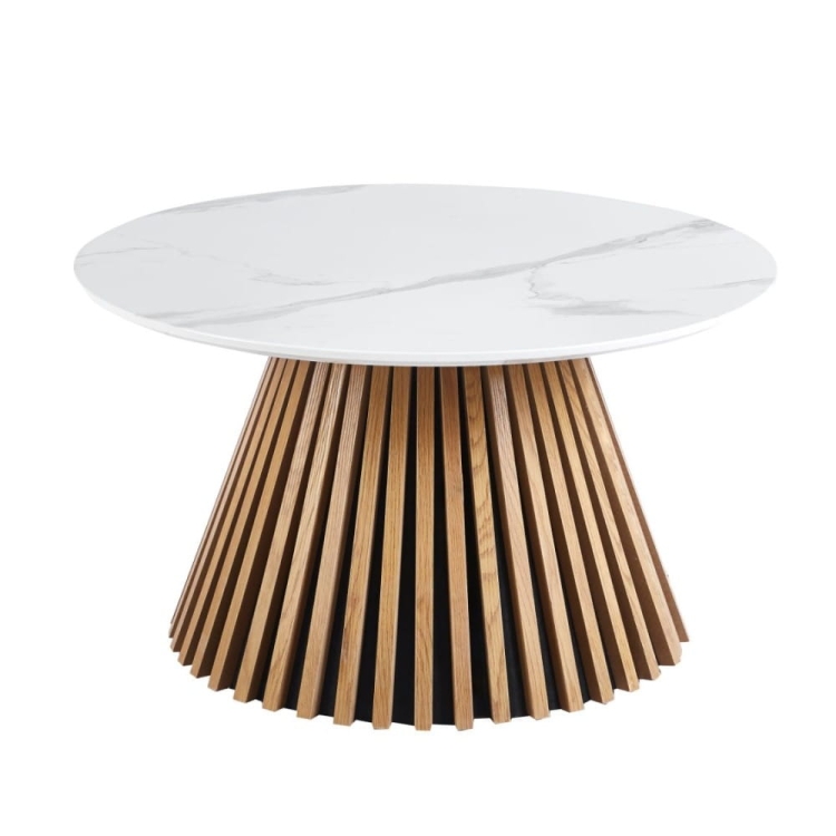 Stolik kawowy VALENTI okrągły 80 cm biały marmur