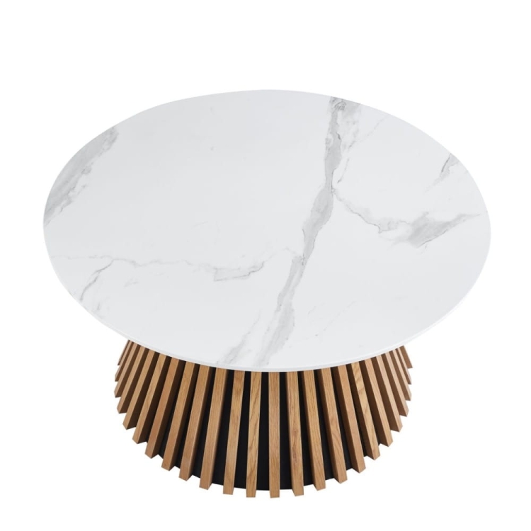 Stolik kawowy VALENTI okrągły 80 cm biały marmur - widok od góry
