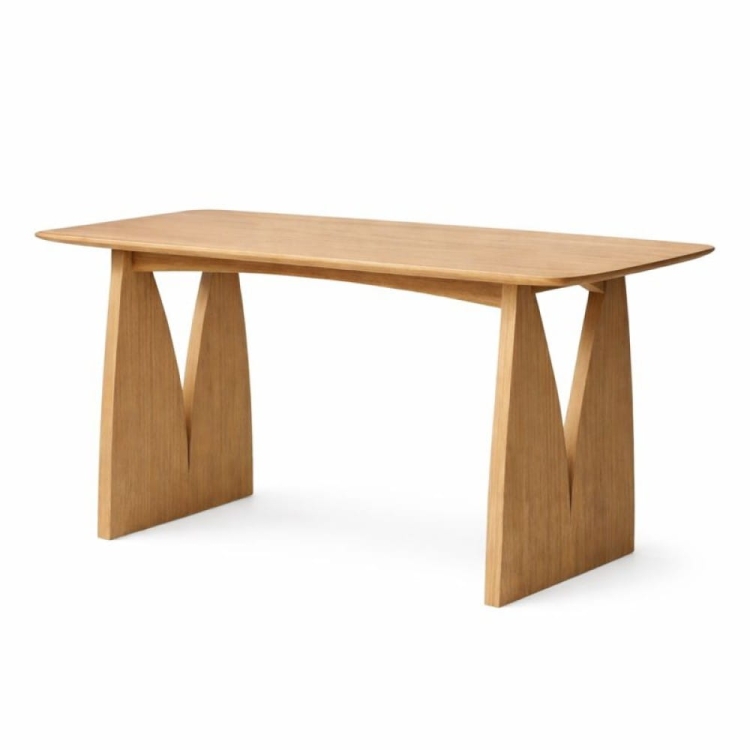 Stół Vita z litego dębu FSC® – widok ogólny, rzeźbiarska podstawa