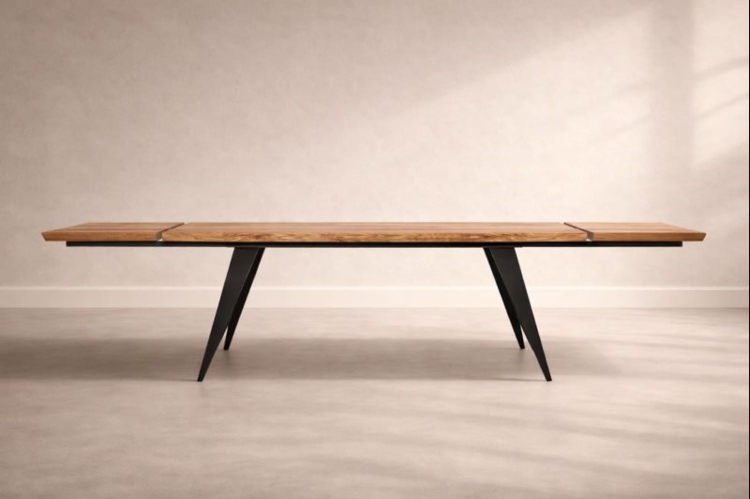 system rozkładania stołu z litego dębu, mechanizm powiększania blatu