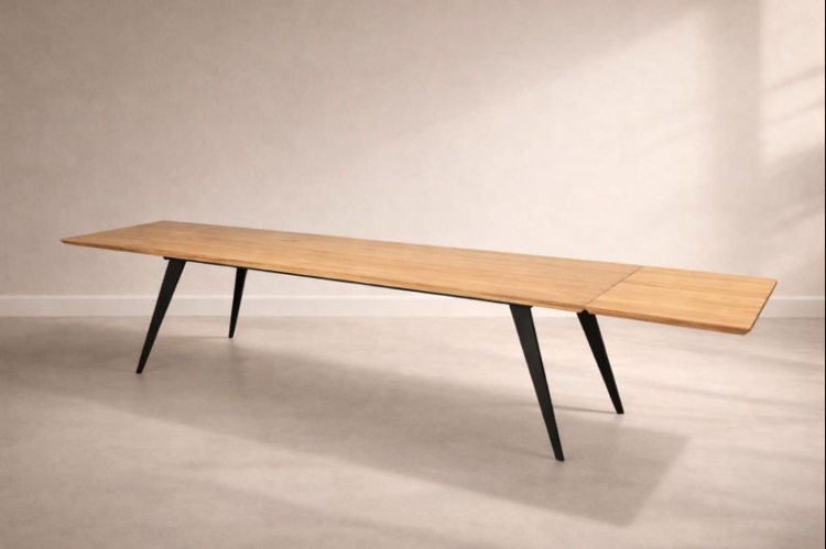 stół z litego dębu premium, designerski stół modern loft, stalowe nogi