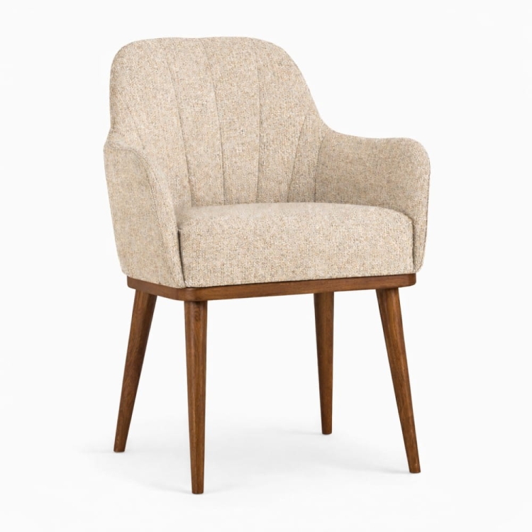 krzesło TULIP PRO SUPREME front pod kątem tkanina DREAM krzesło fotelowe premium z podłokietnikami orzechowe nogi