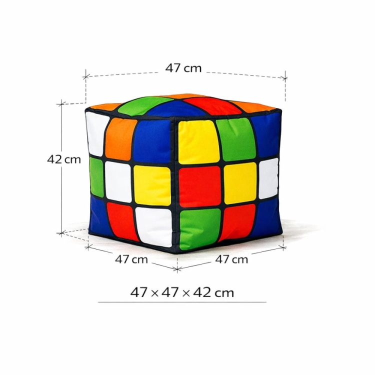 pufa kostka rubika wymiary 47x47x42 cm kolorowa pufa dla dzieci