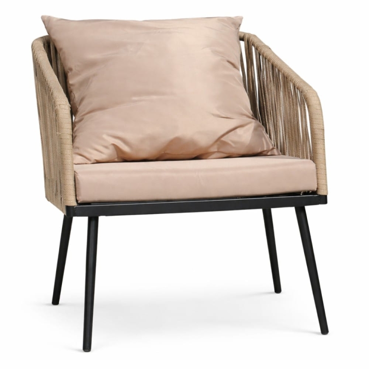 Fotel zestawu ogrodowego Victoria beżowe poduszki widok frontowy nowe-meble.pl