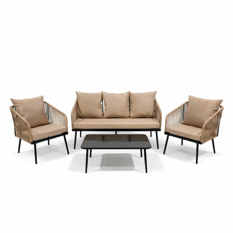 Zestaw ogrodowy Victoria sofa dwa fotele i stolik kawowy widok zestawu nowe-meble.pl