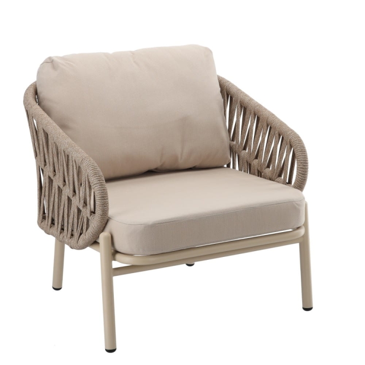 zestaw mebli ogrodowych Korfu beżowy sofa dwa fotele stolik komplet nowe-meble.pl