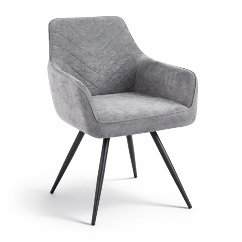 Krzesło tapicerowane Mirea szare z podłokietnikami obrotowe