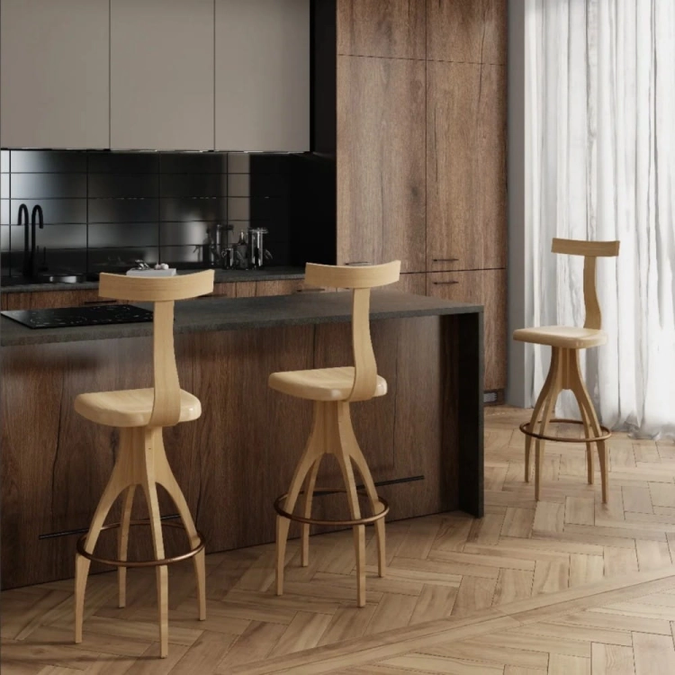 hoker dębowy Malone przy wyspie kuchennej aranżacja nowe-meble.pl