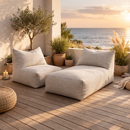 fotel i lezanka bali aranżacja taras relaks