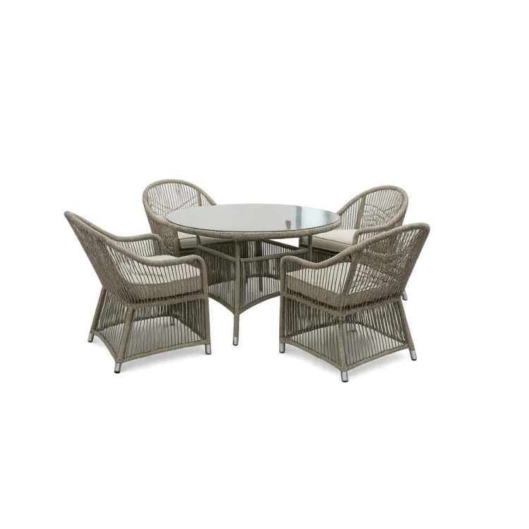 zestaw ogrodowy Sophia szary stół i 4 fotele widok całości nowe-meble.pl