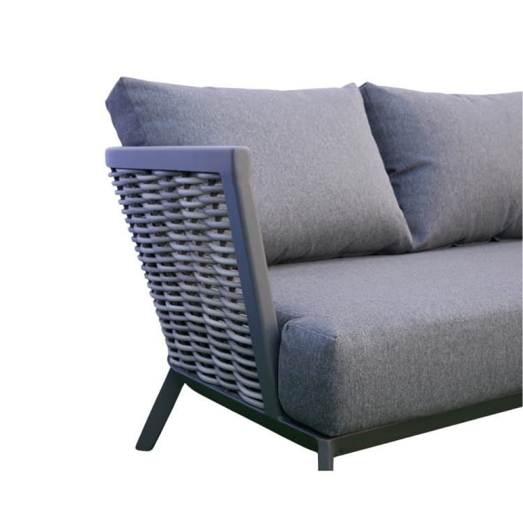 zestaw mebli ogrodowych Como narożnik szary widok boczny, detal oparcia nowe-meble.pl