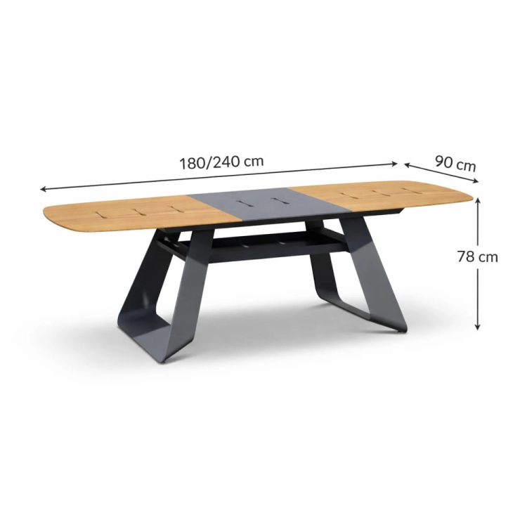 duży stół ogrodowy aluminium efekt drewna blat 240 cm wymiary