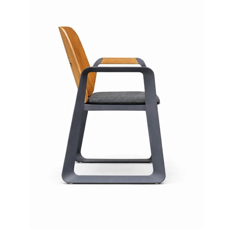 krzesło ogrodowe alvaro aluminium podłokietniki teakowe