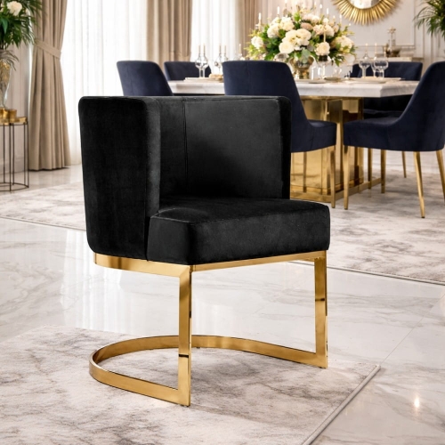 VEGAS - czarne krzesło glamour premium aranżacja eleganckiej jadalni