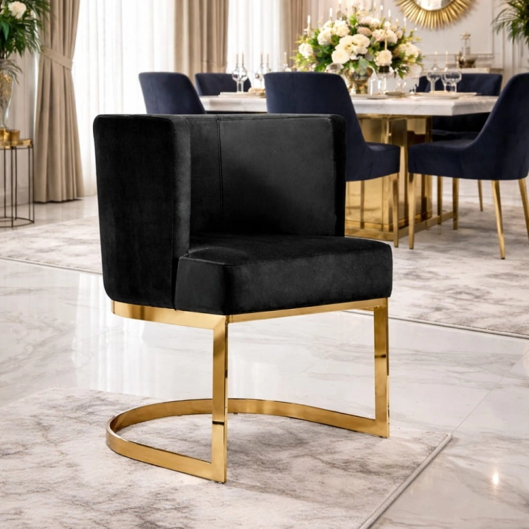 VEGAS - czarne krzesło glamour premium aranżacja eleganckiej jadalni