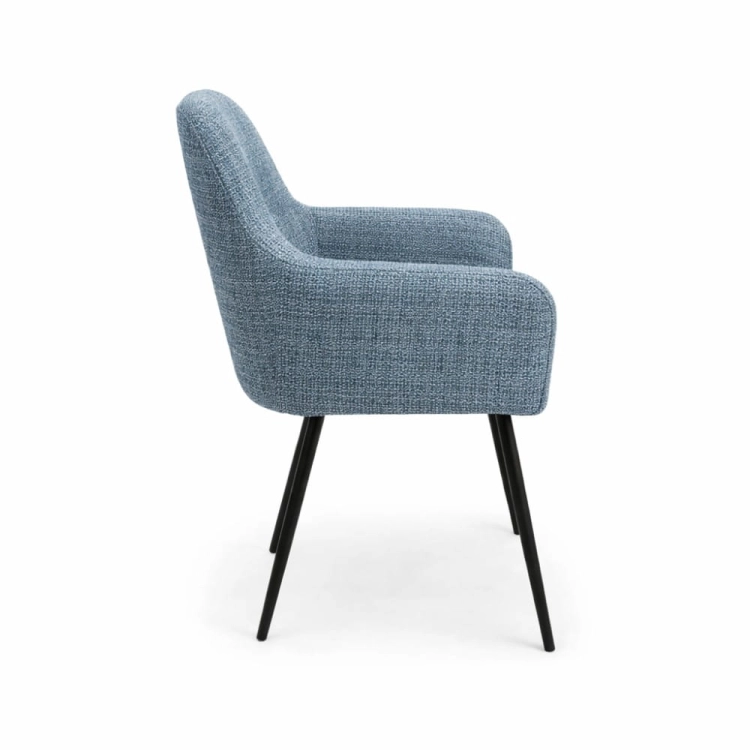 Krzesło tapicerowane z podłokietnikami do jadalni Mavo widok boku