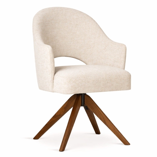 Krzesło obrotowe z podłokietnika Goda Supreme na orzechowej nodze beżowa tapicerka