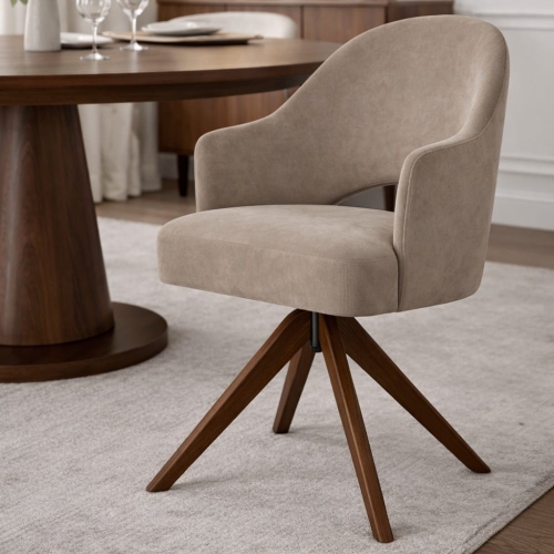 Goda Supreme Wood - krzesło tapicerowane obrotowe do jadalni aranżacja